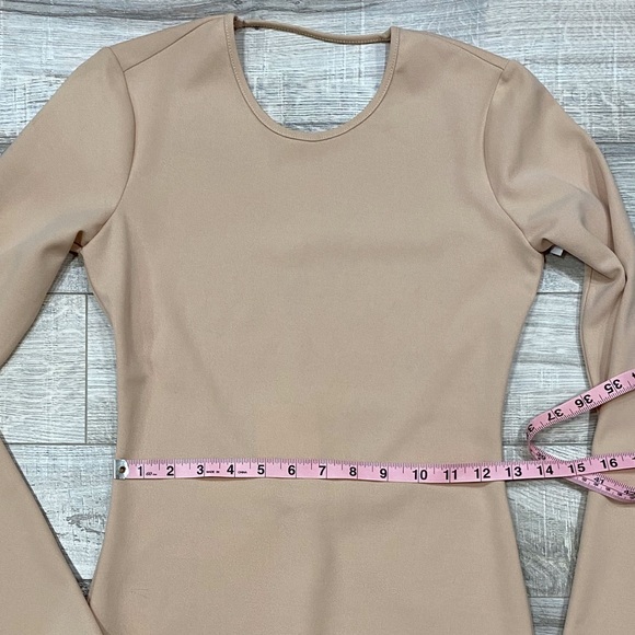 Zara Nude Beige Low Back Long Bodycone Dress Small - Picture 10 of 16